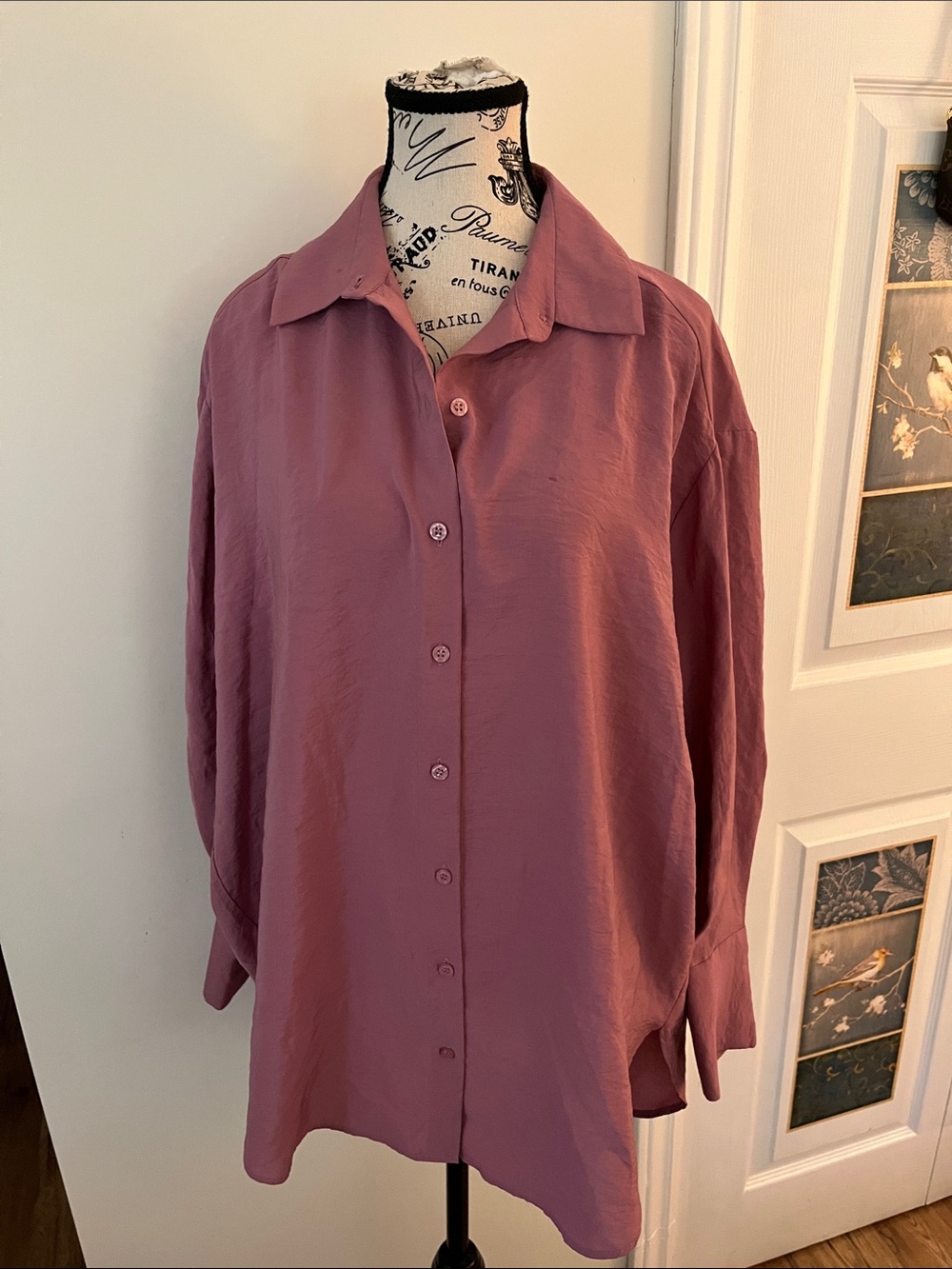 Zara Mauve Casual Button-Down Shirt